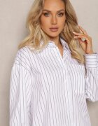 bisou's project Cămașă Clasică Albă Decorată Cu Model În Dungi Subțiri Anizel