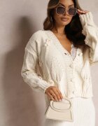 bisou's project Cardigan bej deschis cu nasturi cu împletitură decorativă Opiedssa