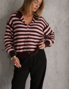 bisou's project Cardigan cu nasturi tricotat cu adaos de lână în dungi Cedria Bordo