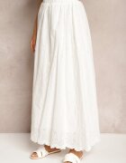 bisou's project Fustă albă de bumbac cloș cu broderie căptușeală și elastic în talie Illonica