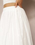 bisou's project Fustă albă de bumbac cloș cu broderie căptușeală și elastic în talie Illonica