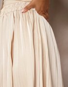 bisou's project Fustă Asimetrică Plisată Bej High Waist cu elastic în talie și inserții de dantelă Reslifa