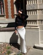 bisou's project Fustă Bej deschis de satin Maxi Talie înaltă Formia