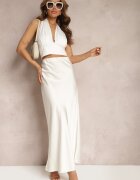 bisou's project Fustă Bej deschis de satin Maxi Talie înaltă Formia