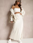 bisou's project Fustă Bej deschis de satin Maxi Talie înaltă Formia