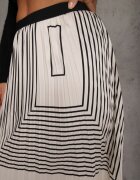bisou's project Fustă Bej-Neagră Plisată cu Elastic în Talie Decorată cu Model Geometric Jenessia