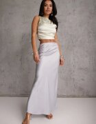 bisou's project Fustă Maxi De Satin Gri Cu Talie Înaltă Formia