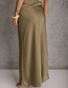 bisou's project Fustă maxi verde închis din satin cu talie înaltă Formia