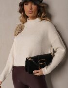 bisou's project Maletă Bej deschis cu Lână cu Croială Oversize cu Floare 3D și Paiete Zolimi