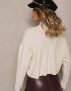 bisou's project Maletă Bej deschis cu Lână cu Croială Oversize cu Floare 3D și Paiete Zolimi