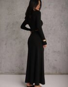 bisou's project Negru Compleu Fustă și Bluză cu mânecă lungă Decorat cu volane și aplicații Bervessa