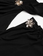 bisou's project Negru Compleu Fustă și Bluză cu mânecă lungă Decorat cu volane și aplicații Bervessa