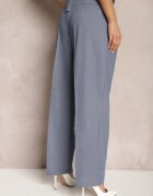 bisou's project Pantaloni albaștri High Waist în stil de costum cu buzunare Junife