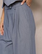 bisou's project Pantaloni albaștri High Waist în stil de costum cu buzunare Junife
