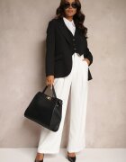 bisou's project Pantaloni Albi Largi în stil de costum cu dungi delicate Tsalena
