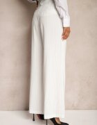 bisou's project Pantaloni Albi Largi în stil de costum cu dungi delicate Tsalena