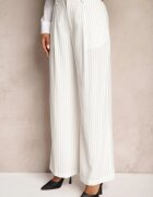 bisou's project Pantaloni Albi Largi în stil de costum cu dungi delicate Tsalena
