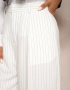 bisou's project Pantaloni Albi Largi în stil de costum cu dungi delicate Tsalena