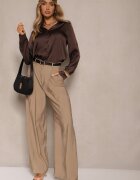 bisou's project Pantaloni Bej De Costum Talie Înaltă Cu Croială Largă Efrase