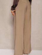 bisou's project Pantaloni Bej De Costum Talie Înaltă Cu Croială Largă Efrase