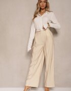 bisou's project Pantaloni Bej deschis De costum Cu talie înaltă Cu croi larg Efrase