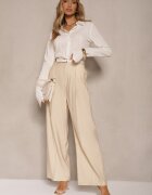 bisou's project Pantaloni Bej deschis De costum Cu talie înaltă Cu croi larg Efrase