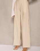 bisou's project Pantaloni Bej deschis De costum Cu talie înaltă Cu croi larg Efrase