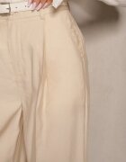 bisou's project Pantaloni Bej deschis De costum Cu talie înaltă Cu croi larg Efrase
