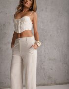 bisou's project Pantaloni Bej deschis din vâscoză cu in cu picioare largi Lomera