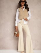 bisou's project Pantaloni bej evazați High Waist Fani