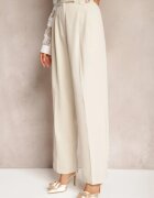 bisou's project Pantaloni Bej High Waist în Stil Costum cu Buzunare Junife