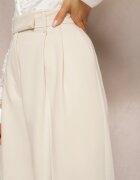 bisou's project Pantaloni Bej High Waist în Stil Costum cu Buzunare Junife