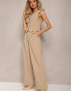 bisou's project Pantaloni bej largi High Waist Seraphella