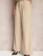 bisou's project Pantaloni bej largi în stil de costum cu dungi delicate Tsalena