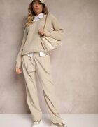 bisou's project Pantaloni de costum Bej din bumbac cu picioare largi Befia