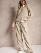 bisou's project Pantaloni de costum Bej din bumbac cu picioare largi Befia