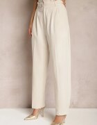 bisou's project Pantaloni de costum bej Talie înaltă cu două curele Ismera