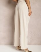 bisou's project Pantaloni de costum bej Talie înaltă cu două curele Ismera