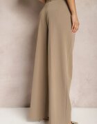 bisou's project Pantaloni de costum eleganți bej închis cu talie înaltă Lainiva