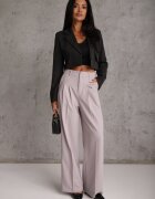 bisou's project Pantaloni de costum Gri Elegante cu talie înaltă Lainiva
