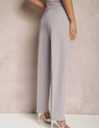 bisou's project Pantaloni de costum Gri High Waist cu Două Curele Ismera