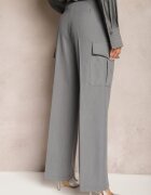bisou's project Pantaloni Gri închis Largi Talie înaltă Stil elegant Cu buzunare cargo Dekanna