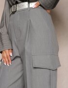 bisou's project Pantaloni Gri închis Largi Talie înaltă Stil elegant Cu buzunare cargo Dekanna
