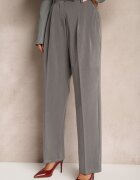 bisou's project Pantaloni Gri închis Talie înaltă stil costum cu buzunare Junife