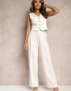 bisou's project Pantaloni Largi Bej deschis Talie înaltă cu Buzunare Keanne