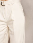 bisou's project Pantaloni Largi Bej Deschis Talie înaltă Închidere cu cataramă cu curea din material textil Etela