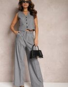 bisou's project Pantaloni Largi Gri High Waist Seraphella