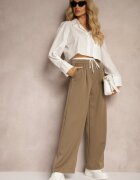 bisou's project Pantaloni Maro cu croială lejeră cu fermoar lateral și șnur în talie Irialea