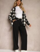 bisou's project Pantaloni Negri cu croială lejeră cu fermoar lateral și șnur în talie Irialea