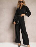 bisou's project Pantaloni Negri cu Talie Înaltă și Picioare Largi Ellika